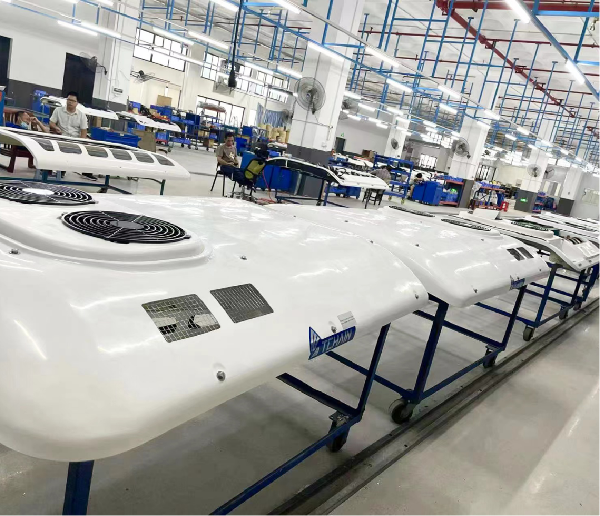 TCHAIN factory production line for 8-9m diesel bus air conditioners