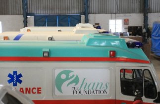 TCH05B engine-driven air conditioner on ambulance with medical emergency logo