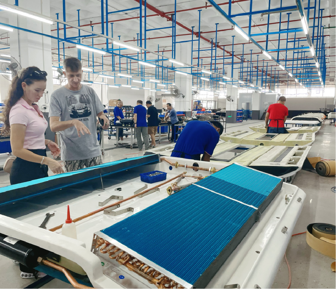 Professional bus AC manufacturer factory floor